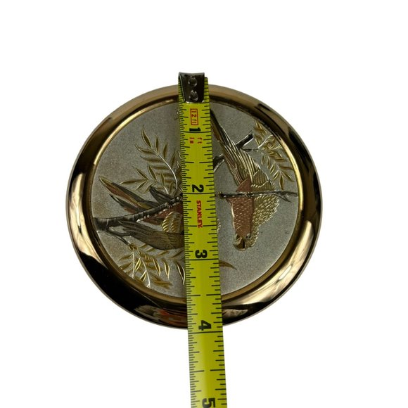 Art Of Chokin 24KT Gold Engraving Edged Trinket Box Parrots Decor - Picture 11 of 13